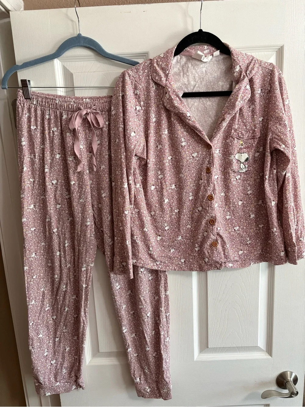 Peanuts women'secret Snoopy pajamas sleepwear pink floral comfy cozy M - Picture 2 of 9